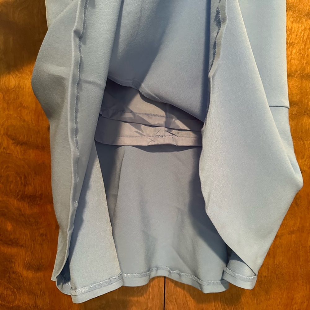 Le Suit Blue Skirt Set with White Trim - Picture 11 of 16